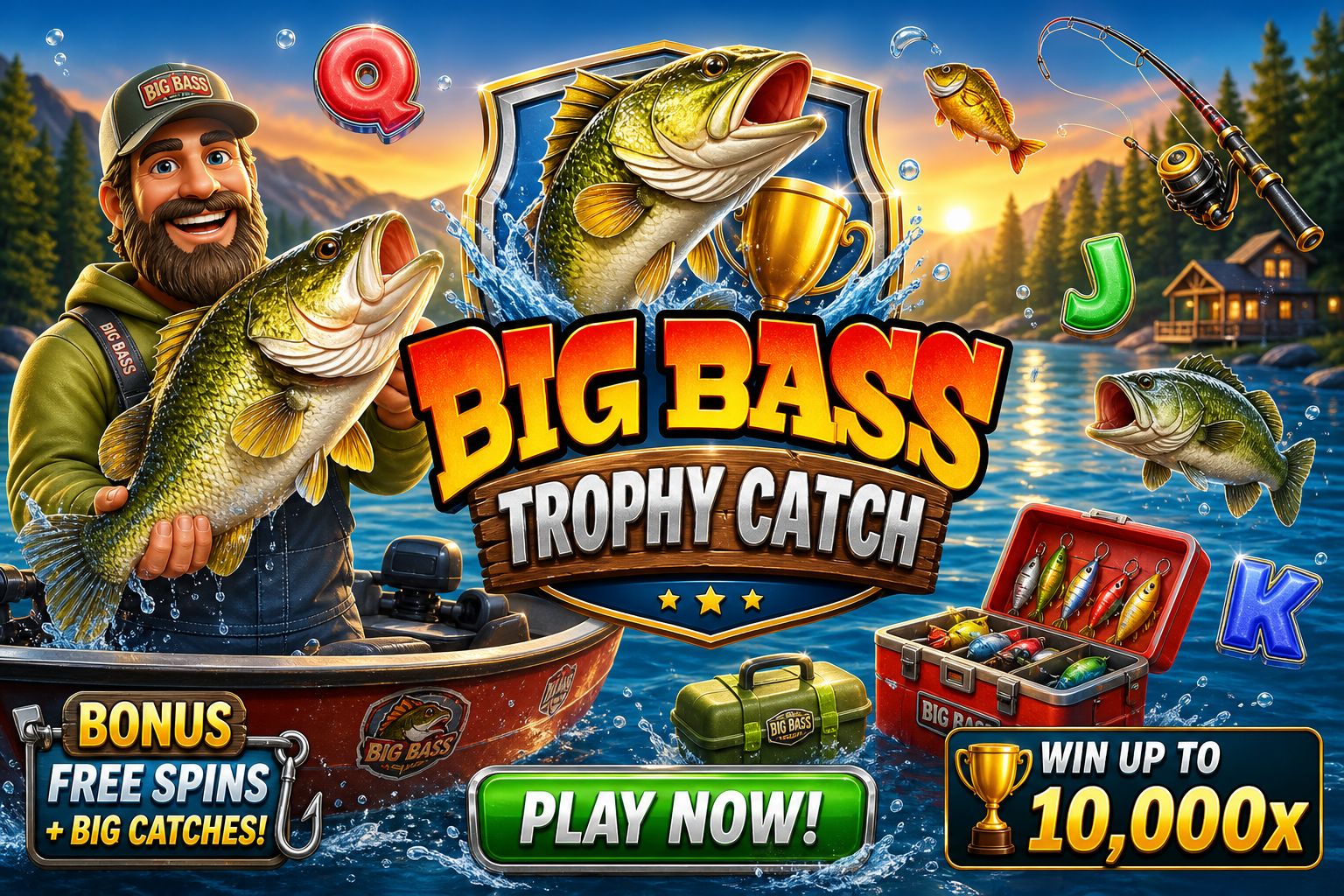 Big Bass Trophy Catch slot game screenshot - fishing themed casino game