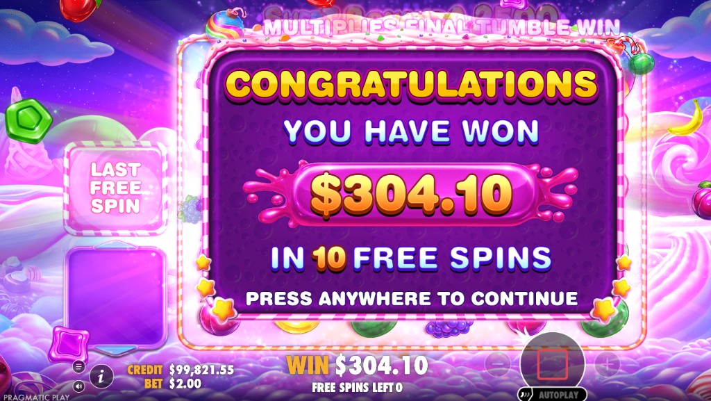Sweet Bonanza result